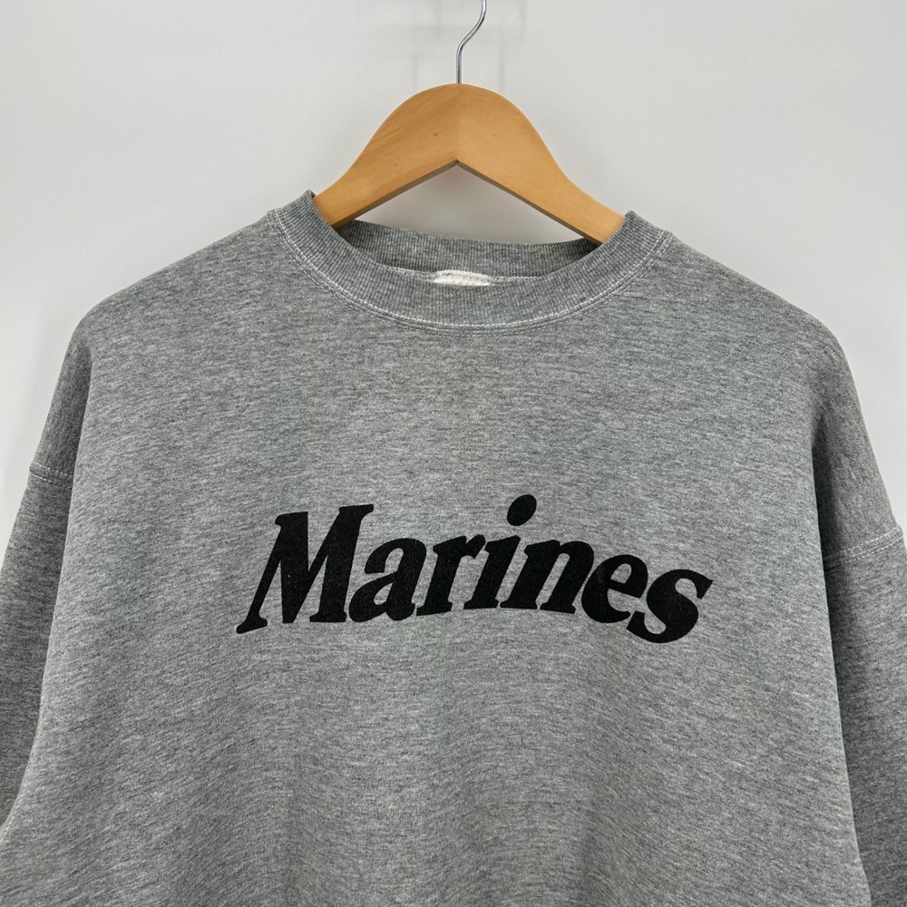 Vintage Fruit of the Loom Marines Sweatshirt Mens XL Gray Crewneck Pullover
